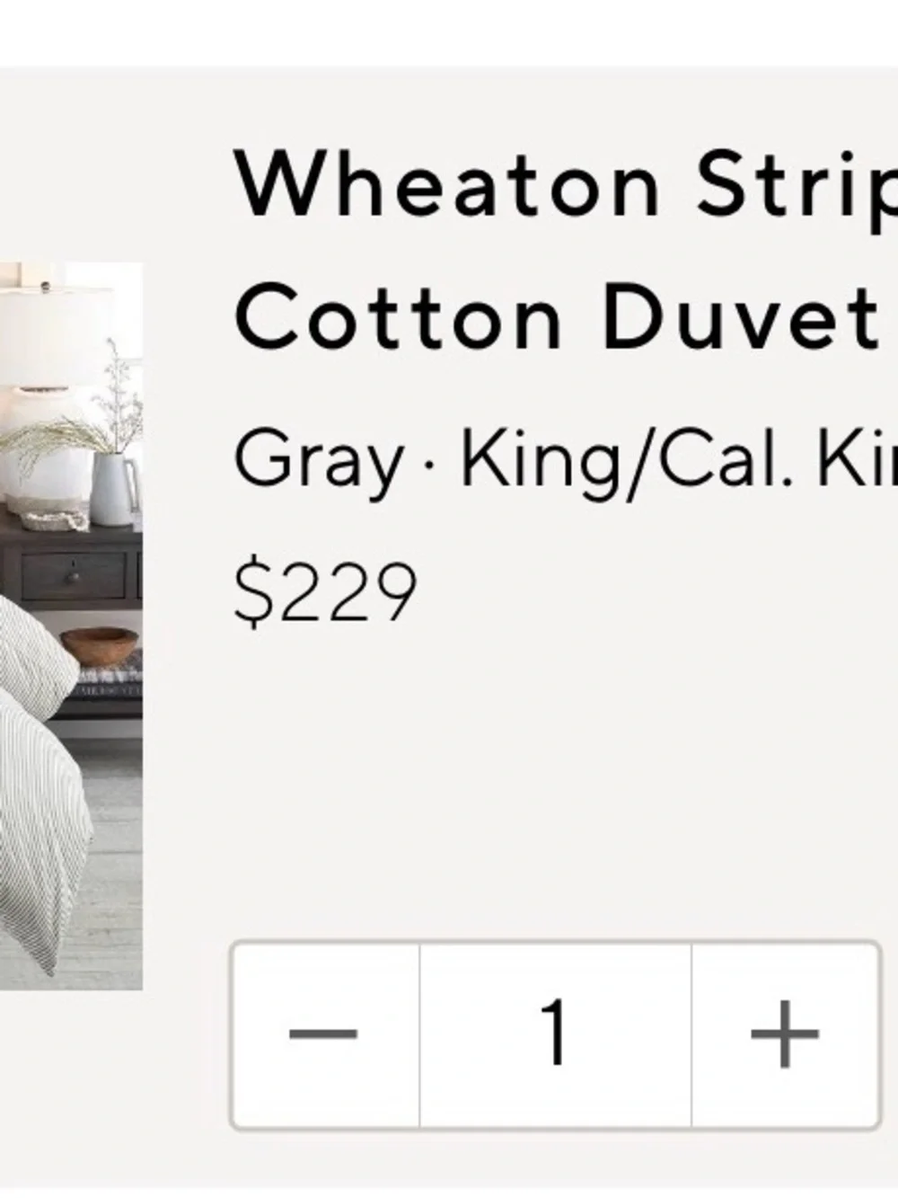 Pottery Barn Wheaton Stripe Duvet Cover in White and Gray - King